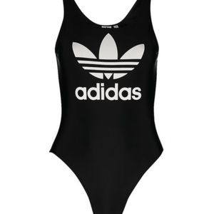 Black adidas logo scoop back stretchy bodysuit
